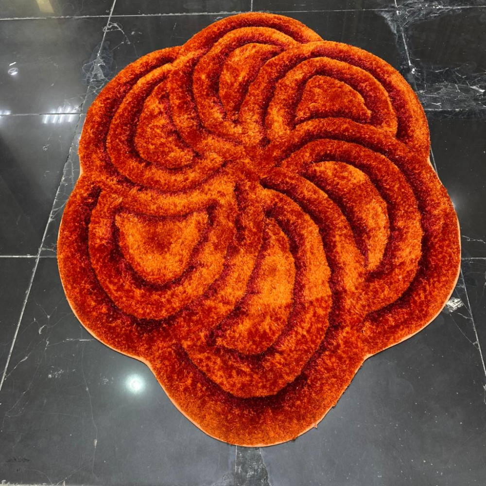 حرير شاغي ثري دي حفر يدوي وردو بيضاوي اورنج