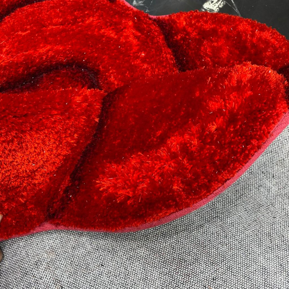 حرير شاغي ثري دي حفر يدوي وردو بيضاوي احمر