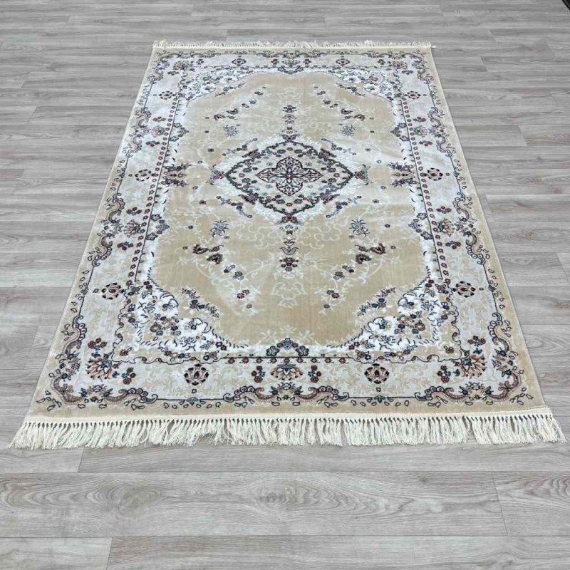 Turkish Super Isfahan Carpet C709B Cream Color Size 400*500