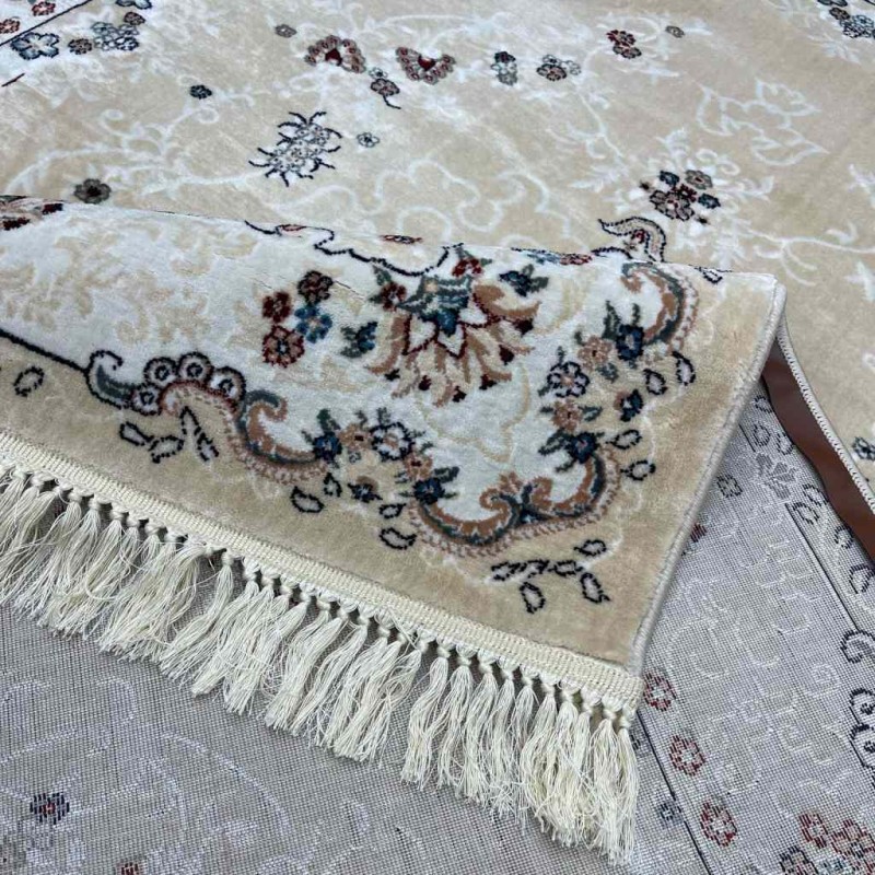 Turkish Super Isfahan Carpet C709B Cream Color Size 400*500