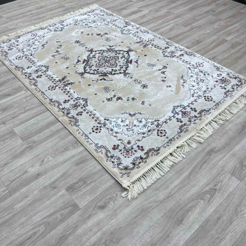 Turkish Super Isfahan Carpet C709B Cream Color Size 400*500