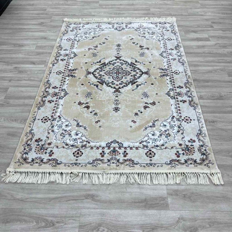 Turkish Super Isfahan Carpet C709B Cream Color Size 400*500