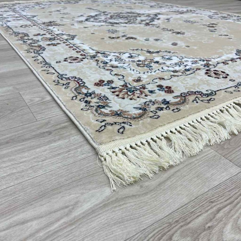 Turkish Super Isfahan Carpet C709B Cream Color Size 400*500
