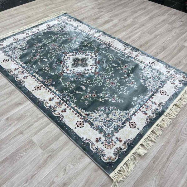 Turkish Super Isfahan Carpet C709A Grey Color 100*400