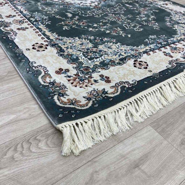 Turkish Super Isfahan Carpet C709A Grey Color 100*400