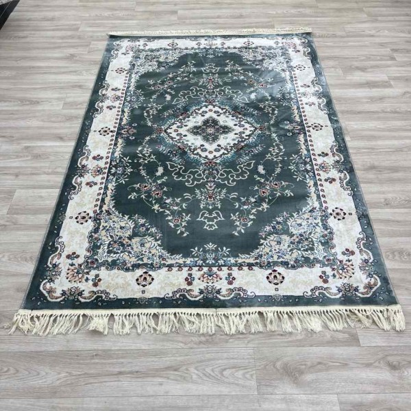 Turkish Super Isfahan Carpet C709A Grey Color 100*400
