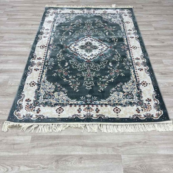 Turkish Super Isfahan Carpet C709A Grey Color 100*400