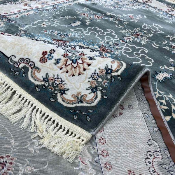 Turkish Super Isfahan Carpet C709A Grey Color 100*400