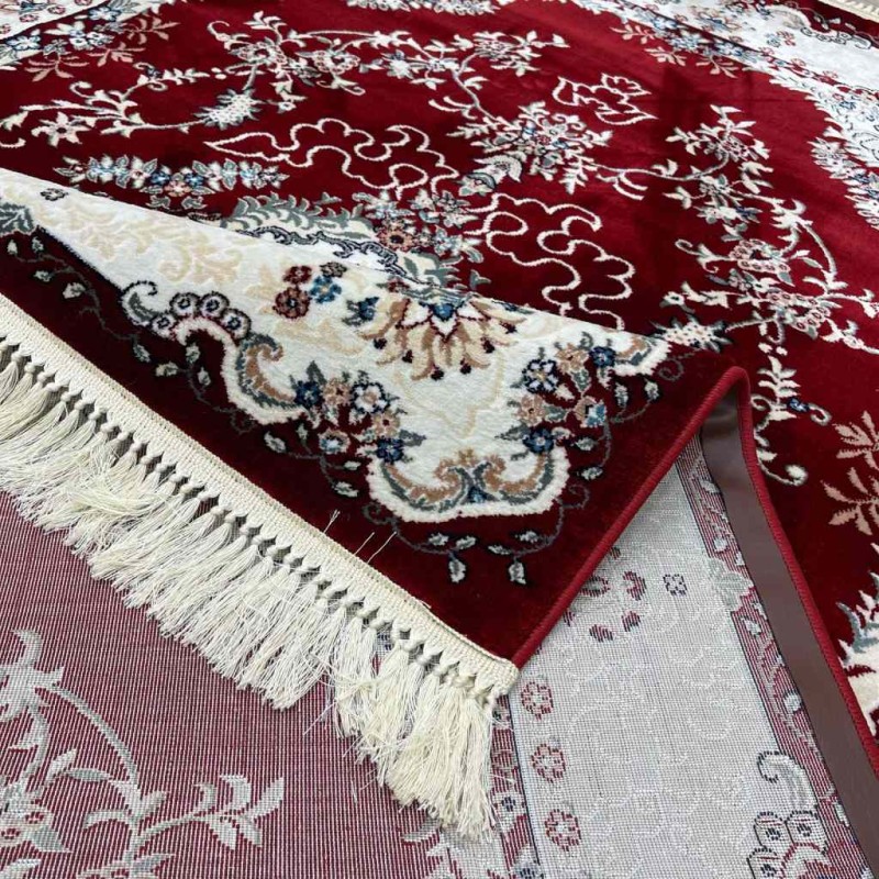 سجاد تركي سوبر اصفهان C709A لون احمر عنابي مقاس 100*200