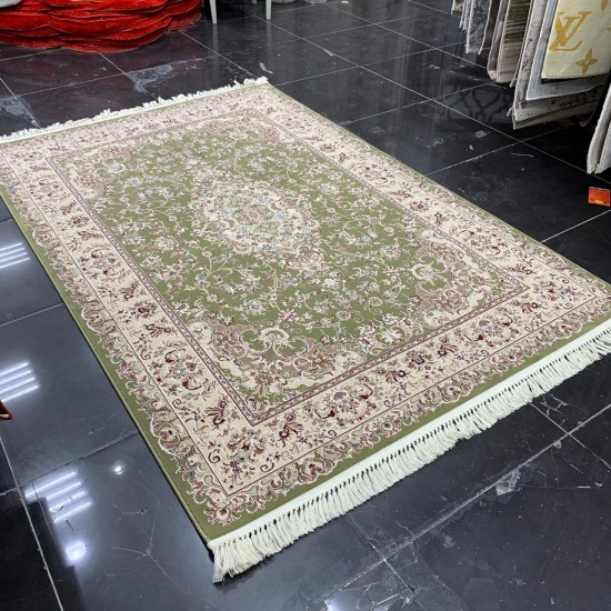 Turkish carpet Tabriz 3075 light green