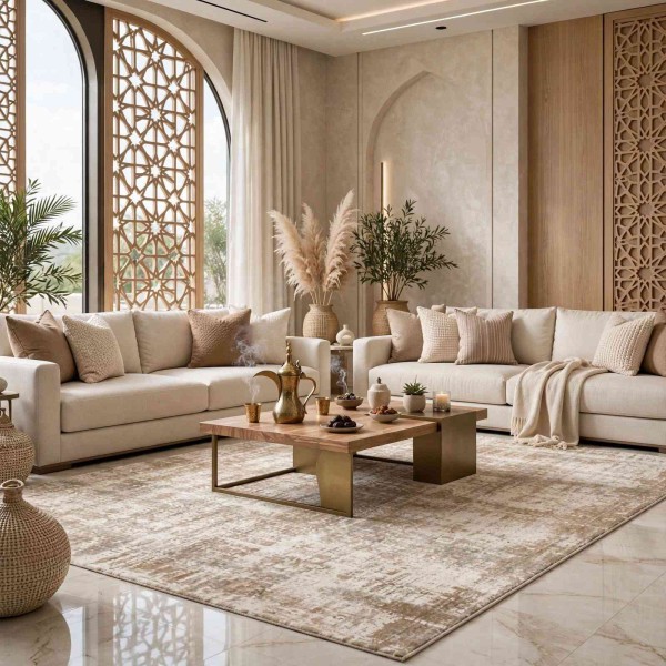 Aria Bohemian Turkish Carpet 9400A Cream Beige 150x220 cm Modern Majlis Carpet