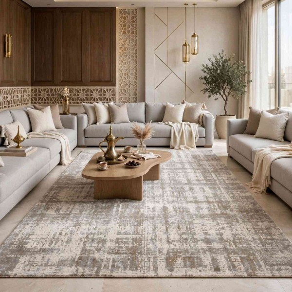 Aria Bohemian Turkish Carpet 9400A CREAM GREY 150x220 cm Modern Majlis Carpet