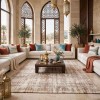 سجاد اريا بوهيمي تركي 9400A كريم تيرا مقاس 200*300 سم سجادة مجلس مودرن