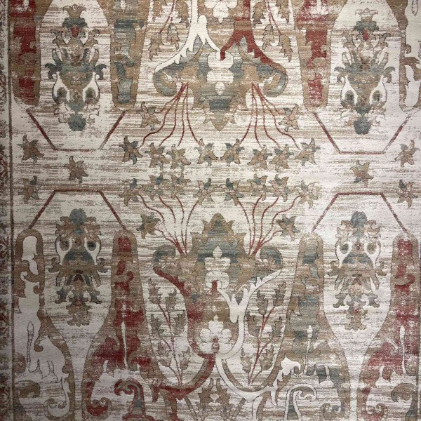 Aria Bohemian Turkish Carpet 0232A CREAM Light green 80x150 cm Small Rug