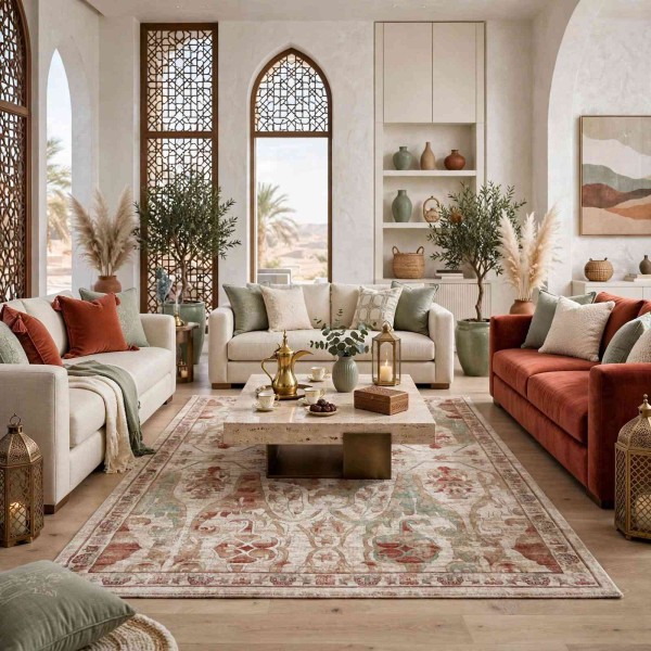 Aria Bohemian Turkish Carpet 0232A CREAM Light terra 400x500 cm Jumbo Carpet