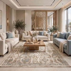 Aria Bohemian Turkish Carpet 0232A CREAM hray 150x220 cm Modern Majlis Carpet