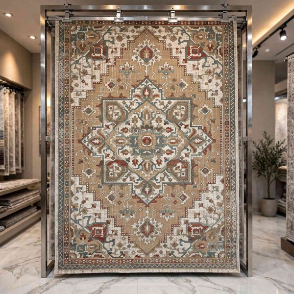 سجاد اريا بوهيمي تركي 9987A كريم بيج مقاس 250*350 سم سجادة مجلس الشيوخ