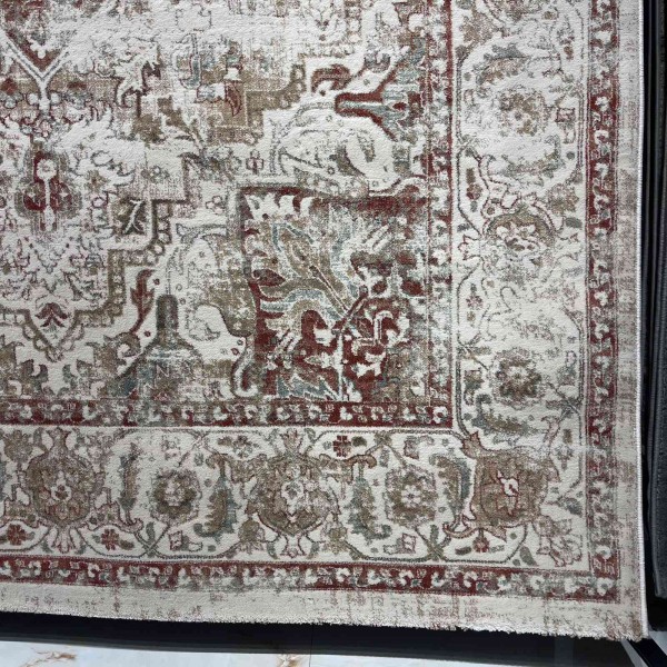 سجاد اريا بوهيمي تركي 9987A كريم تيرا فاتح مقاس 100*200 سم سجادة مدخل