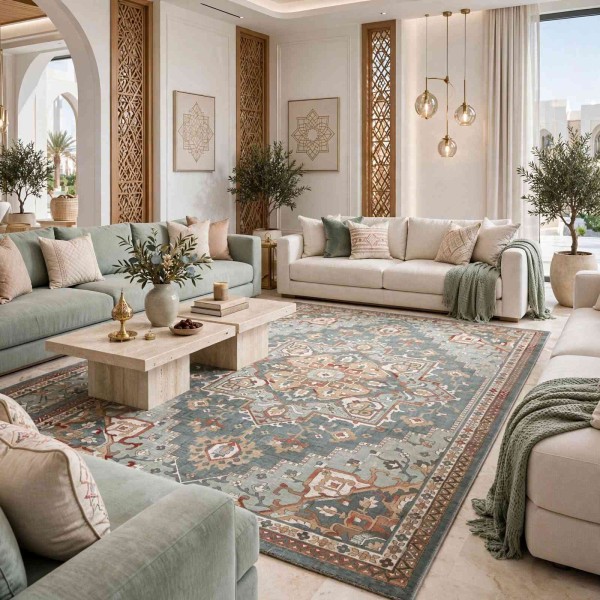 Aria Bohemian Turkish Carpet 9987A Light green 400x600 cm Royal Majlis Carpet