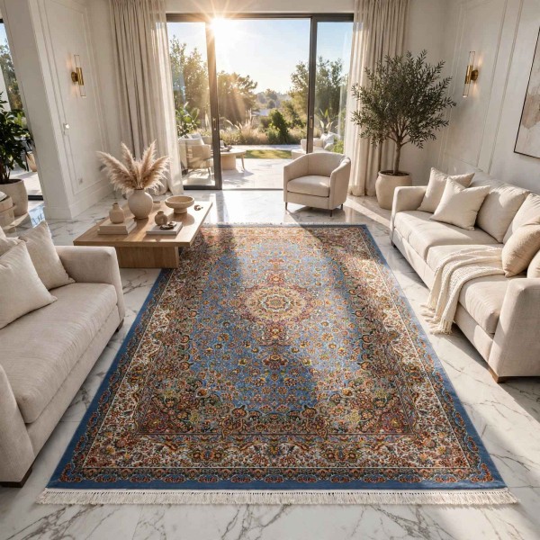 KERMAN Turkish Rug HW45A Sky blue Size 200*300