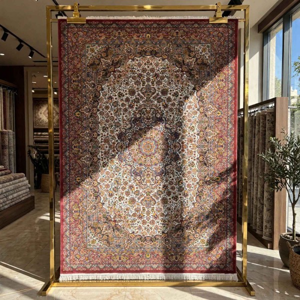 KERMAN Turkish Rug HW45A Sky red cream Size 100*200
