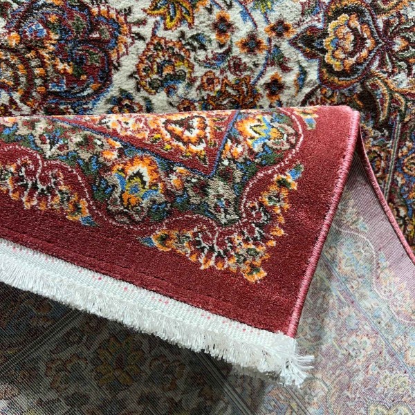 KERMAN Turkish Rug HW45A Sky red cream Size 100*200