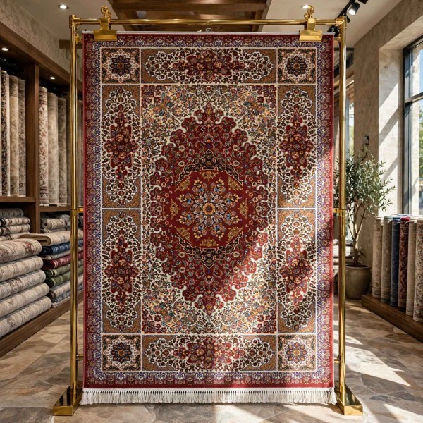 KERMAN Turkish Rug HW47A Sky red cream Size 150*220