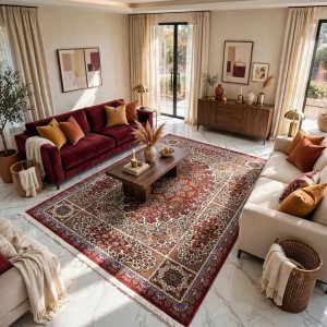KERMAN Turkish Rug HW47A Sky red cream Size 150*220