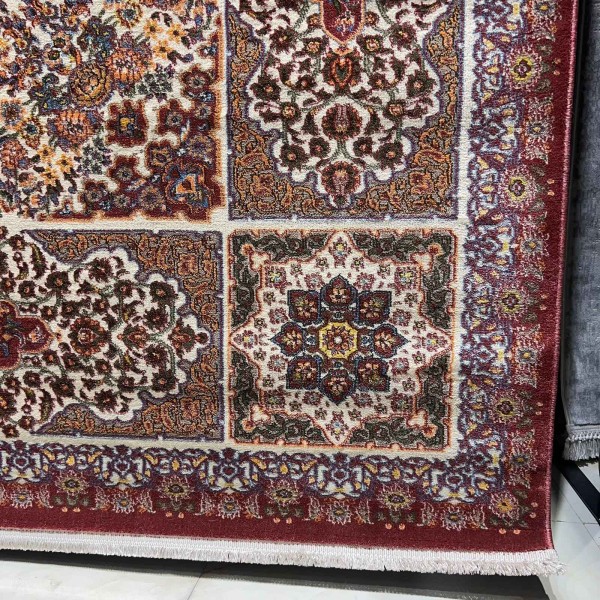 KERMAN Turkish Rug HW47A Sky red cream Size 150*220