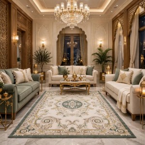 Hiba Turkish Lydia N0332C WHITE GREEN Rug Size 80*150