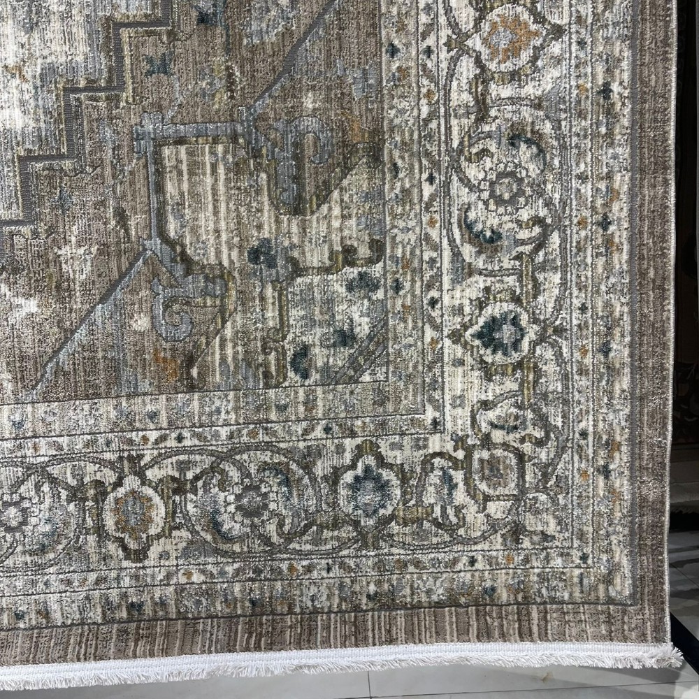 سجاد بوهيمي تركي مراكش F0560A بيج ابيض مقاس 120*170