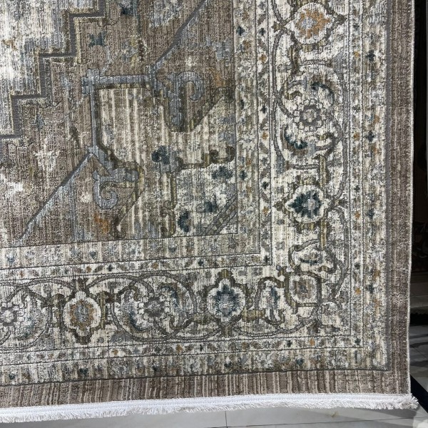 سجاد بوهيمي تركي مراكش F0560A بيج ابيض مقاس 250*350