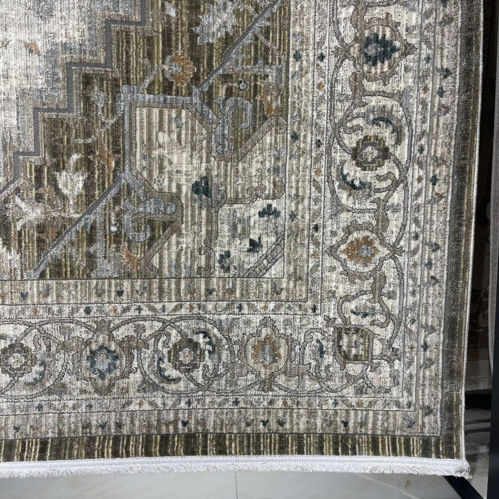 سجاد بوهيمي تركي مراكش F0560A اخضر ابيض مقاس 300*400