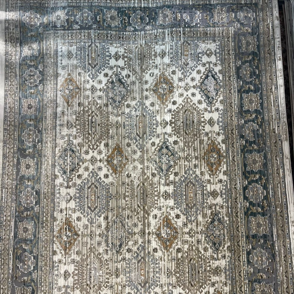 سجاد بوهيمي تركي مراكش X0744D ابيض سماوي مقاس 250*350