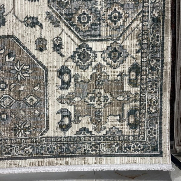 Turkish Bohemian Marrakech Rug X0746A white blue Size 100*200