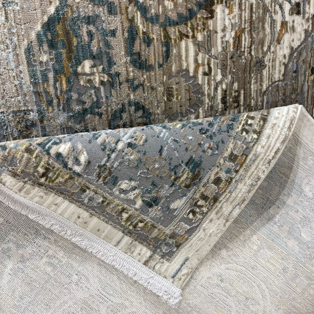 سجاد بوهيمي تركي مراكش X0750A ابيض رصاصي مقاس 120*170