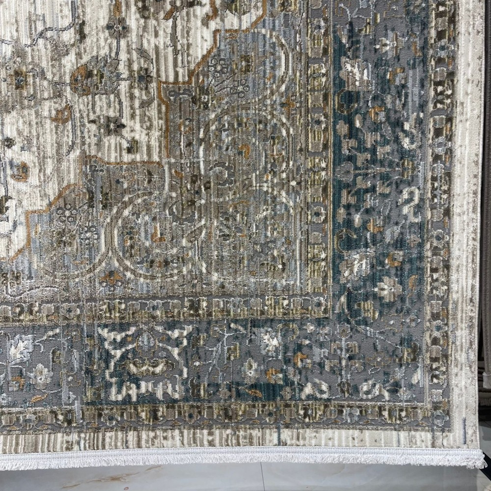 سجاد بوهيمي تركي مراكش X0750A ابيض رصاصي مقاس 120*170