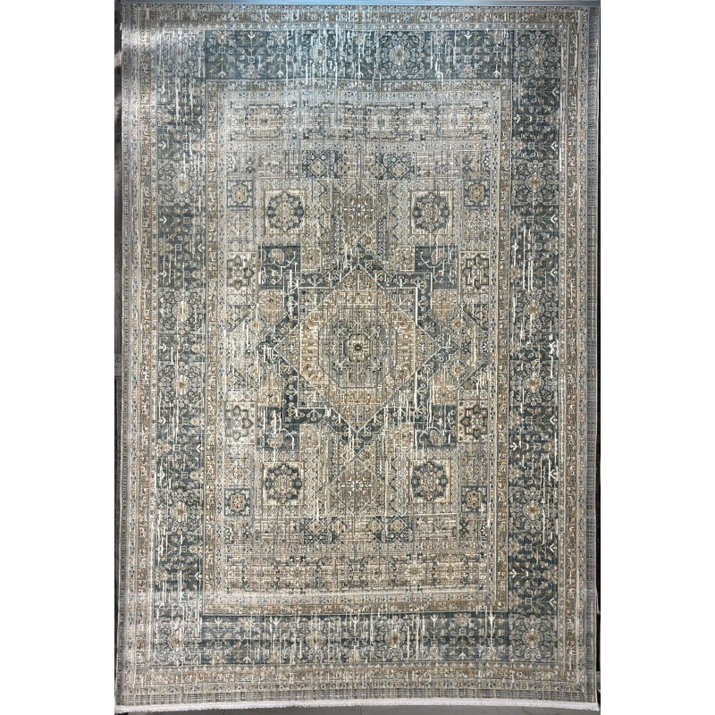 Turkish Bohemian Marrakech Rug X0752A white blue Size 100*300