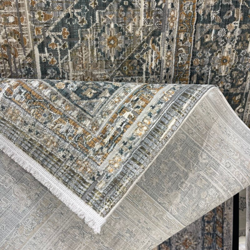 Turkish Bohemian Marrakech Rug X0752A white blue Size 100*300