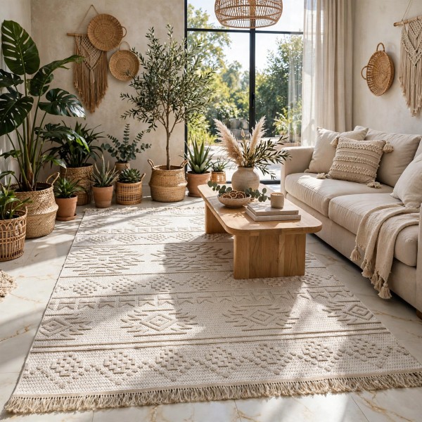 سجاد خيش مايا HD44A كريم مقاس 300*400