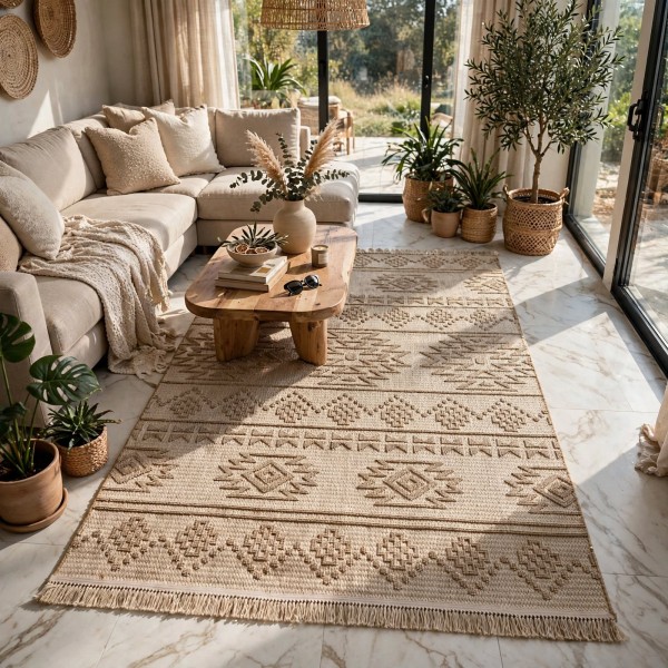 سجاد خيش مايا HD44A بيج غامق مقاس 50*80
