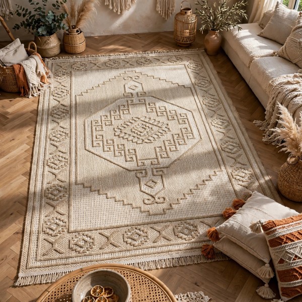 سجاد خيش مايا HD57A بيج غامق مقاس 300*400