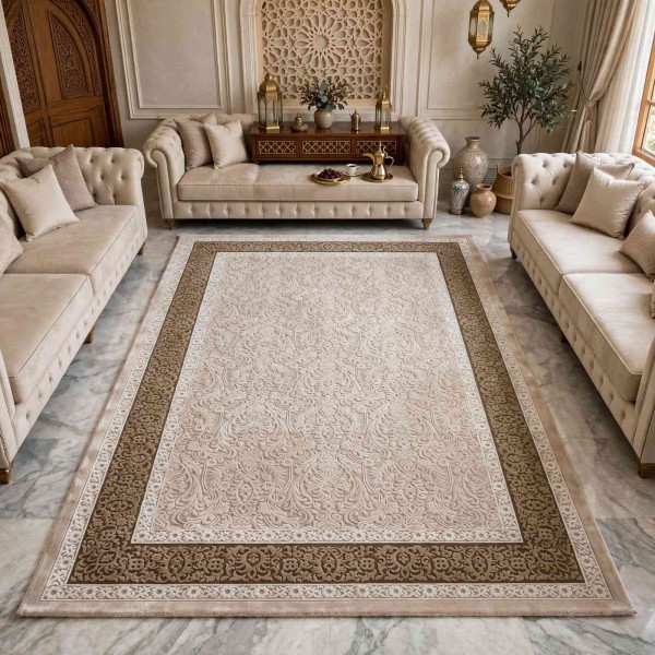سجاد تركي ميلاس 9761B بيج كريم مقاس 150*230