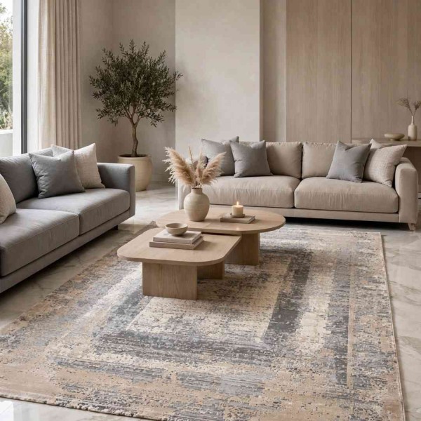 MILAS Turkish rug 9295C gray cream size 150*220
