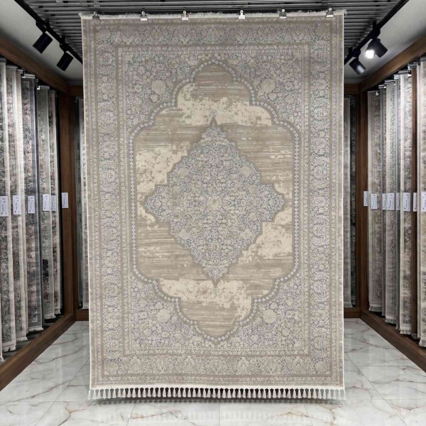 سجاد تركي ميلاس 9298E رصاصي كريم مقاس 50*80