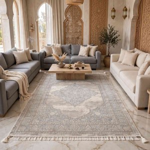 سجاد تركي ميلاس 9298E رصاصي كريم مقاس 50*80