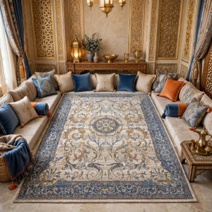Turkish Bohemian RADA Rug KR12C BEIGE MULTI AQUA Size 300*400