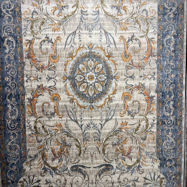 Turkish Bohemian RADA Rug KR12C BEIGE MULTI AQUA Size 150*220