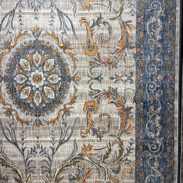 Turkish Bohemian RADA Rug KR12C BEIGE MULTI AQUA Size 150*220