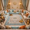 سجاد بوهيمي تركي رادا KR12C كريم تركواز مقاس 250*350